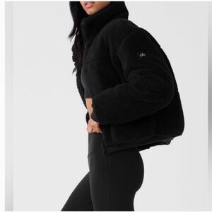 ALO Yoga Black Teddy Jacket Plush Oversized Design